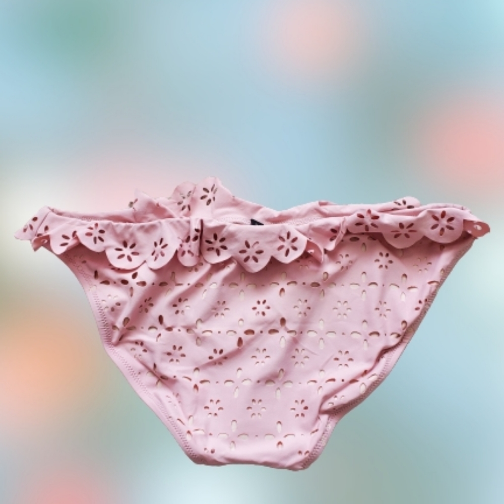 J.Crew scalloped eyelet lowrider bikini bottom, medium, pink - Picture 3 of 10